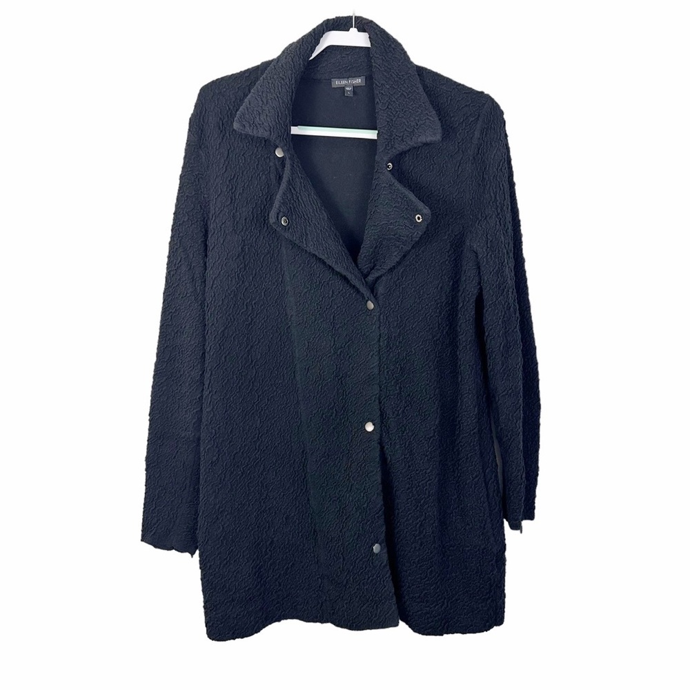 Eileen Fisher Textured Moto Coat zip snap